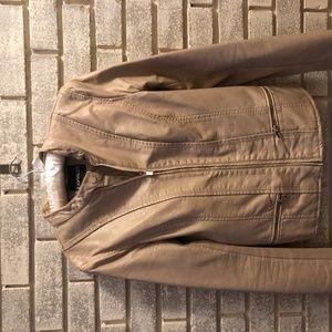 Express Faux tan leather moto jacket
